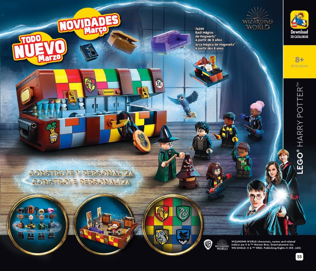 Otra novedad en el Nuevo catalogo Lego 2022 de Harry Potter es este Baúl Mágico de Hogwarts 76399 en el cual puedes interpretar 3 escenas famosas de la saga.